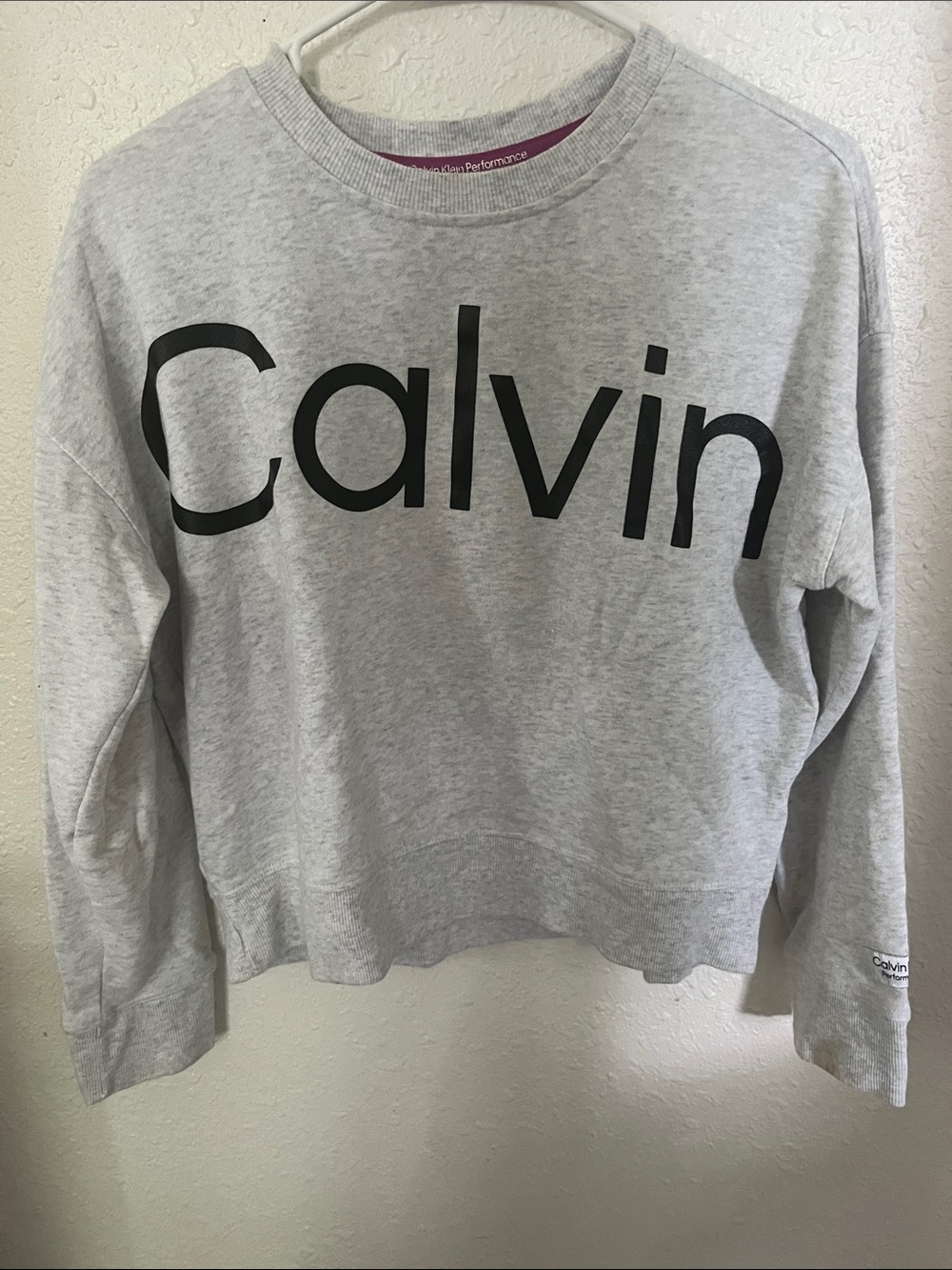 Calvin Klein Light Gray Crewneck Sweatshirt with Black Logo